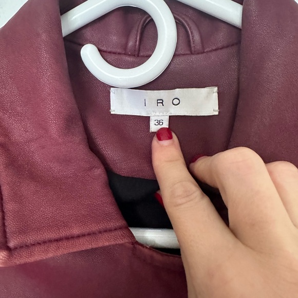 IRO Han Burgundy Red Lamb Soft Leather Biker Jacket Size 36 Gorgeous! - Picture 8 of 12
